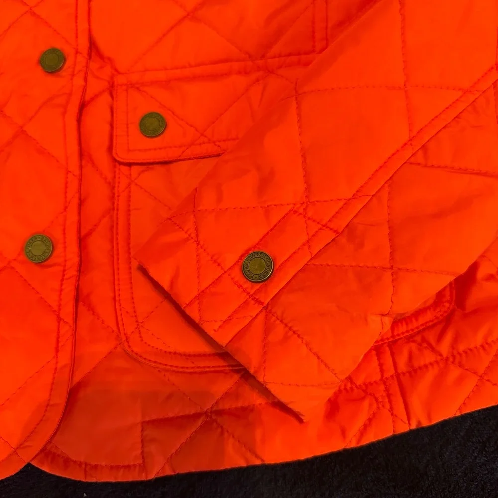Lauren Ralph Lauren Womens Orange Quilted Barn Jacket Coat XS Equestrian‎ Crest - Picture 2 of 6